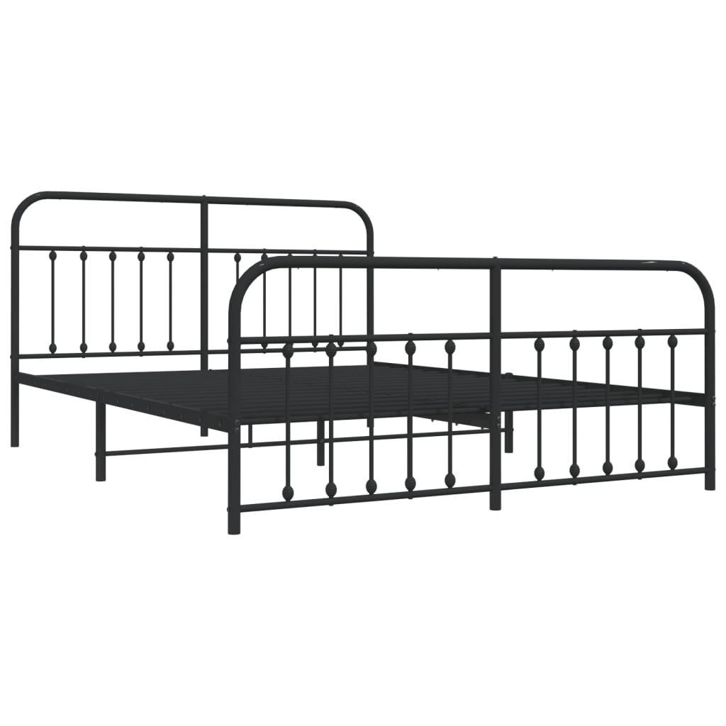 Bed frame with head and footboard metal black 183x213 cm