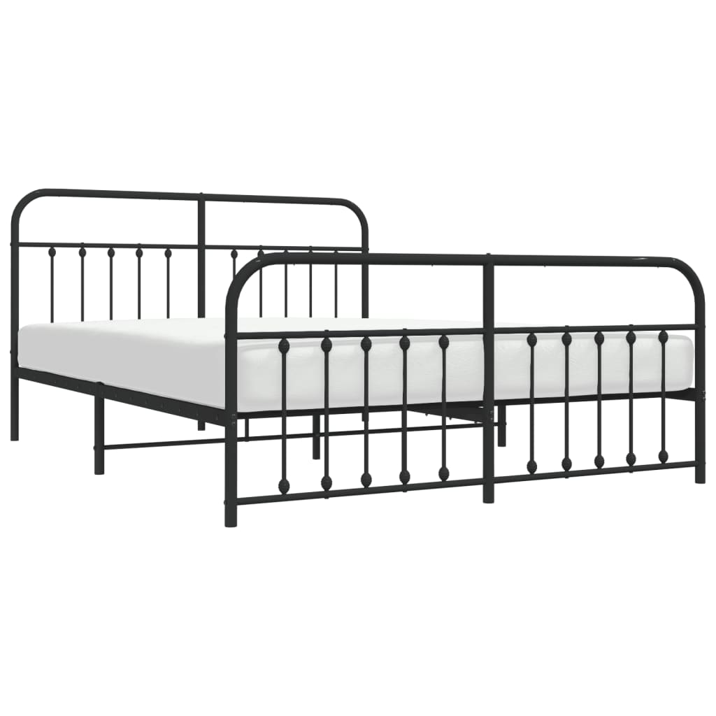 Bed frame with head and footboard metal black 183x213 cm