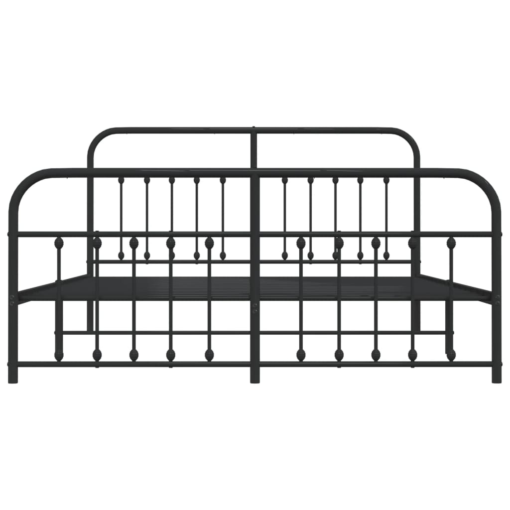 Bed frame with head and footboard metal black 183x213 cm