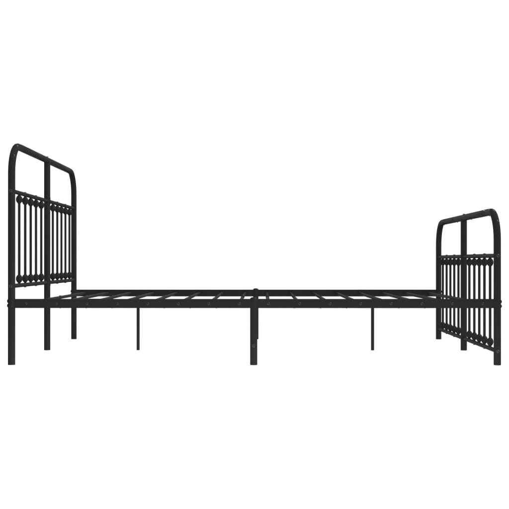 Bed frame with head and footboard metal black 183x213 cm