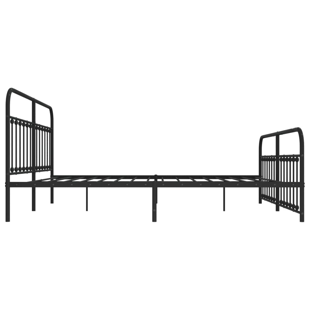 Bed frame with head and footboard metal black 200x200 cm
