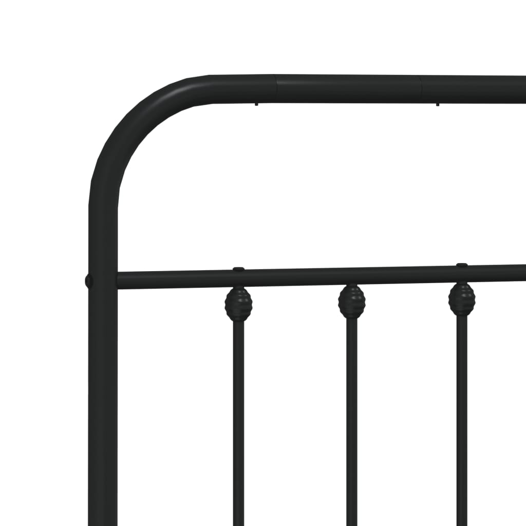 Bed frame with head and footboard metal black 200x200 cm