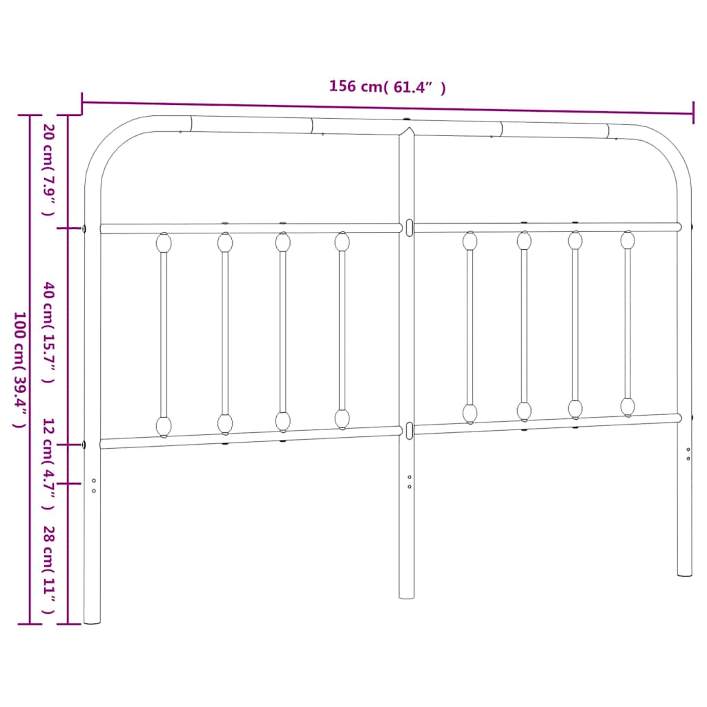 Ersatz-Kopfteil Metall Schwarz 150 cm