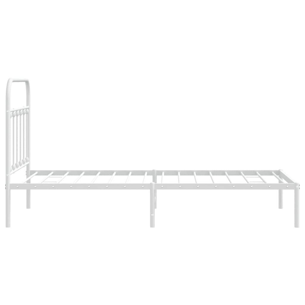 Bed frame with headboard metal white 100x190 cm