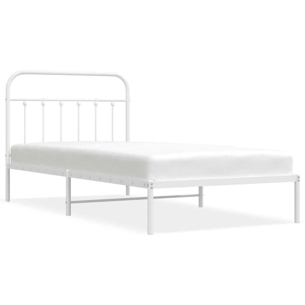 Bed frame with headboard metal white 100x200 cm