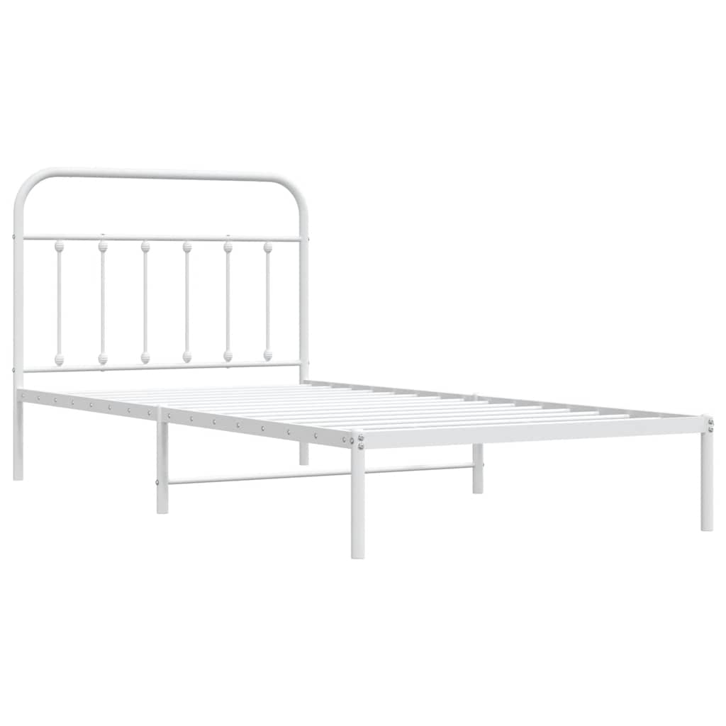 Bed frame with headboard metal white 100x200 cm
