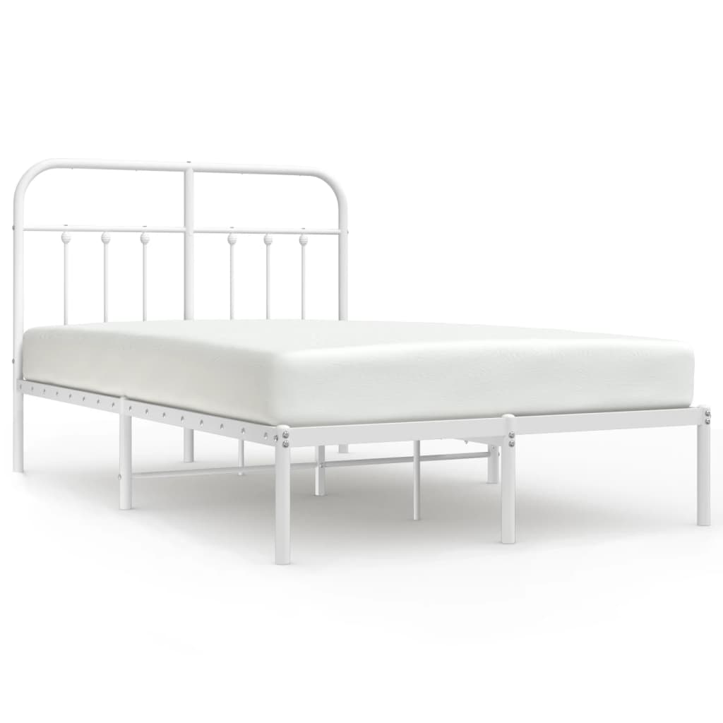 Bed frame with headboard metal white 120x200 cm