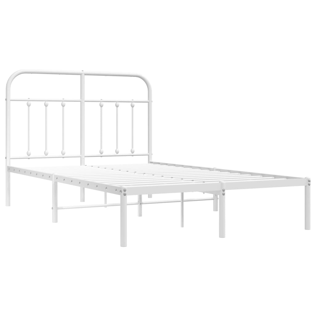 Bed frame with headboard metal white 120x200 cm