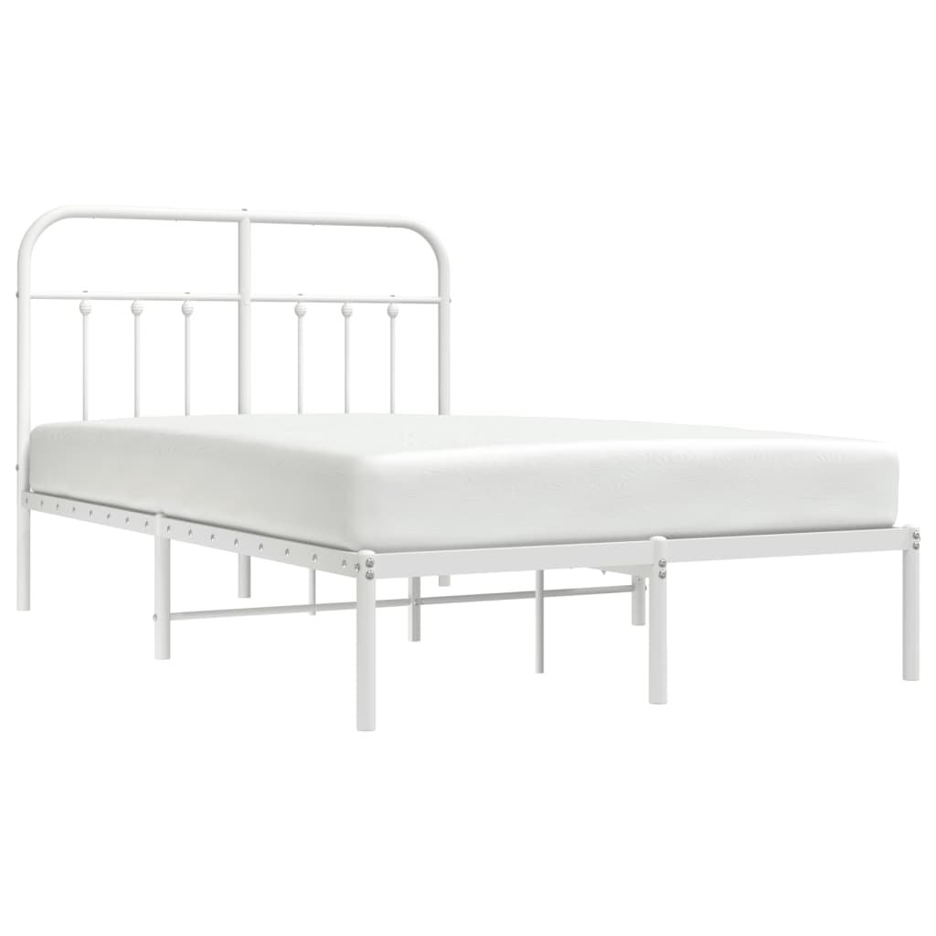 Bed frame with headboard metal white 120x200 cm