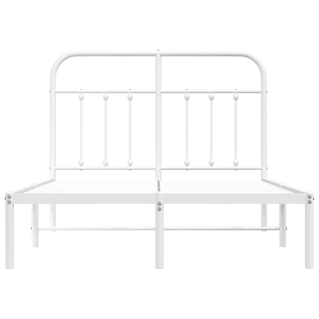 Bed frame with headboard metal white 120x200 cm