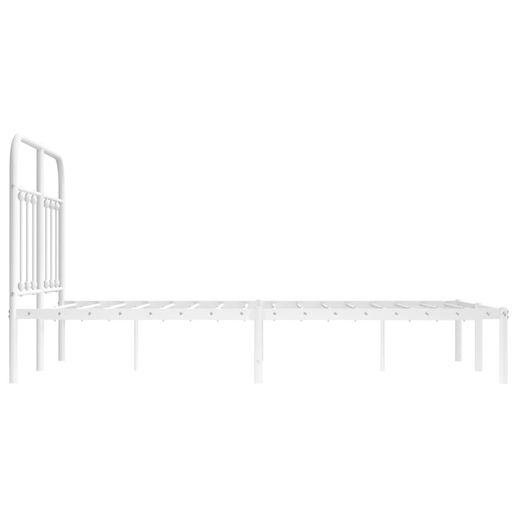 Bed frame with headboard metal white 120x200 cm