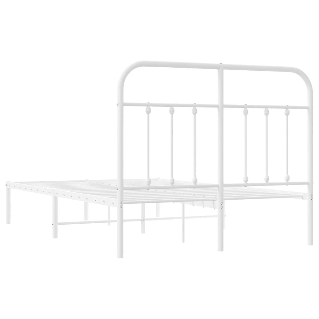 Bed frame with headboard metal white 120x200 cm