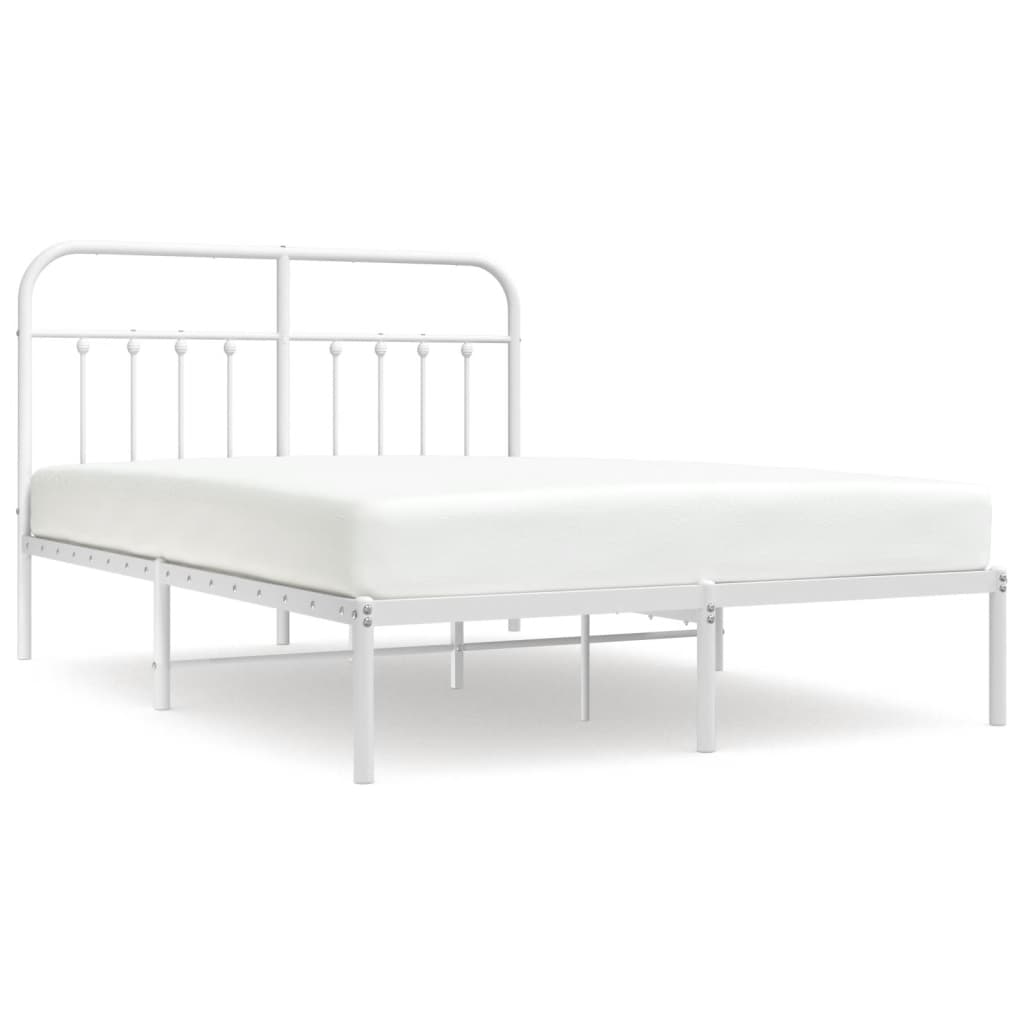 Bed frame with headboard metal white 135x190 cm