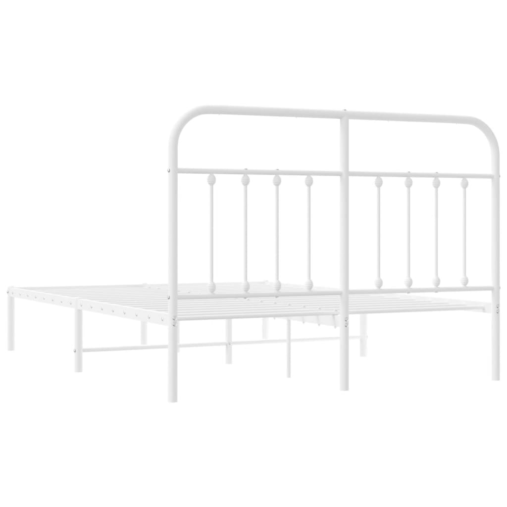 Bed frame with headboard metal white 140x190 cm