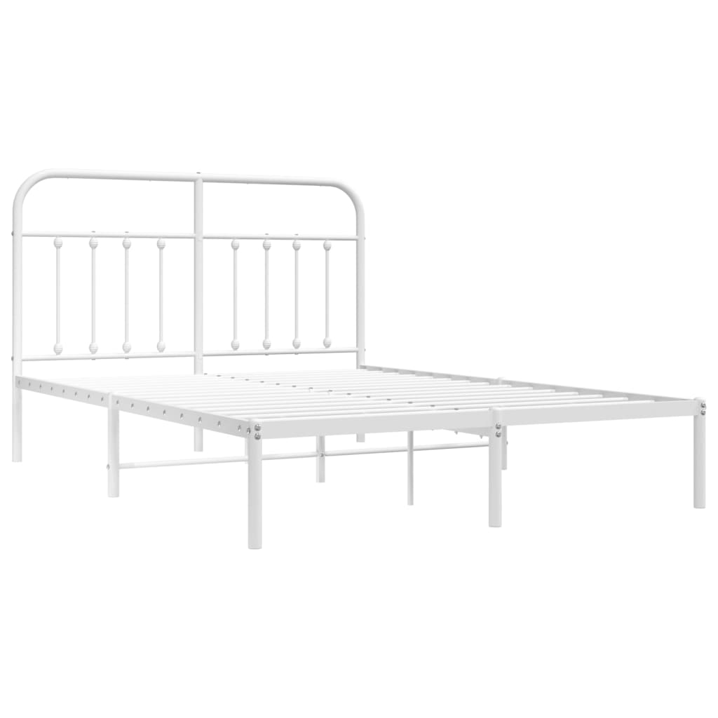 Bed frame with headboard metal white 140x200 cm