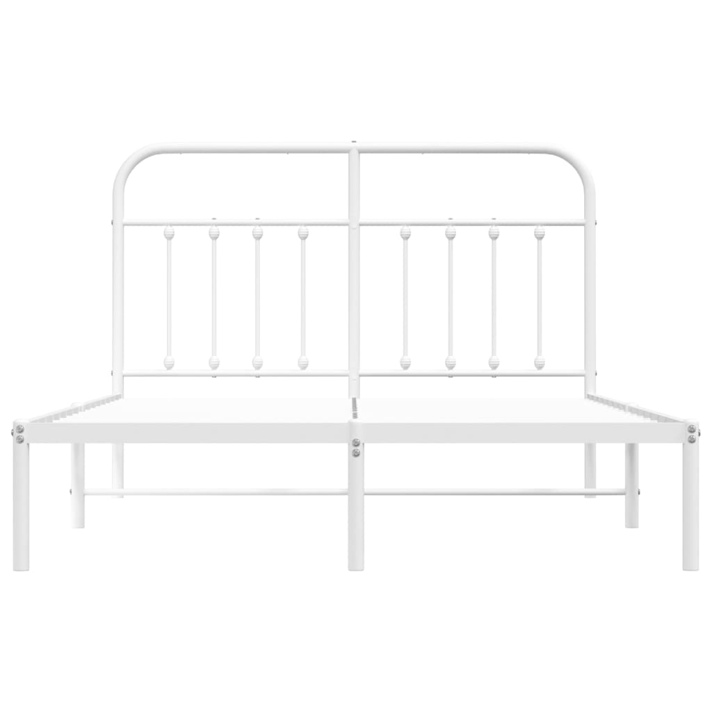 Bed frame with headboard metal white 140x200 cm