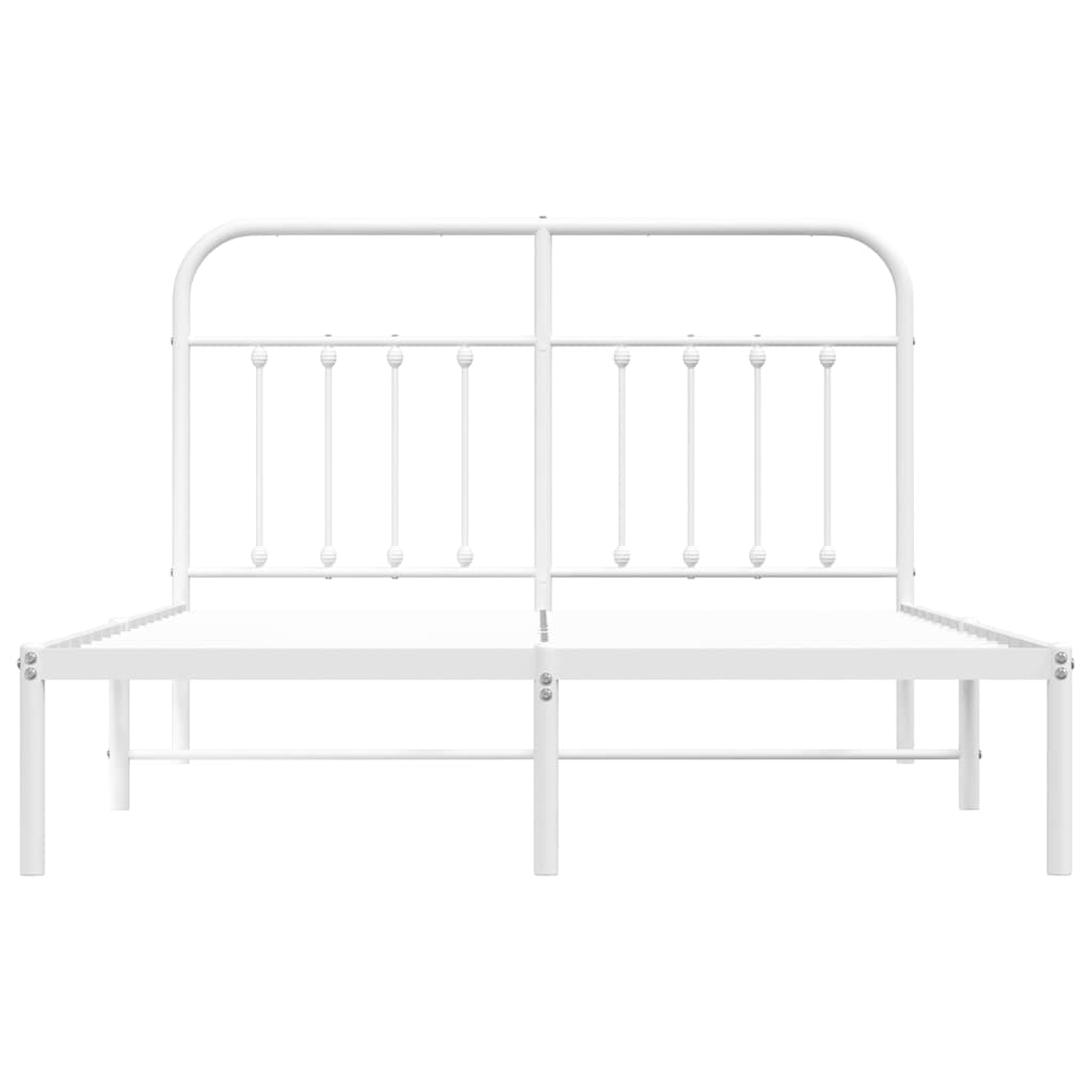 Bed frame with headboard metal white 150x200 cm