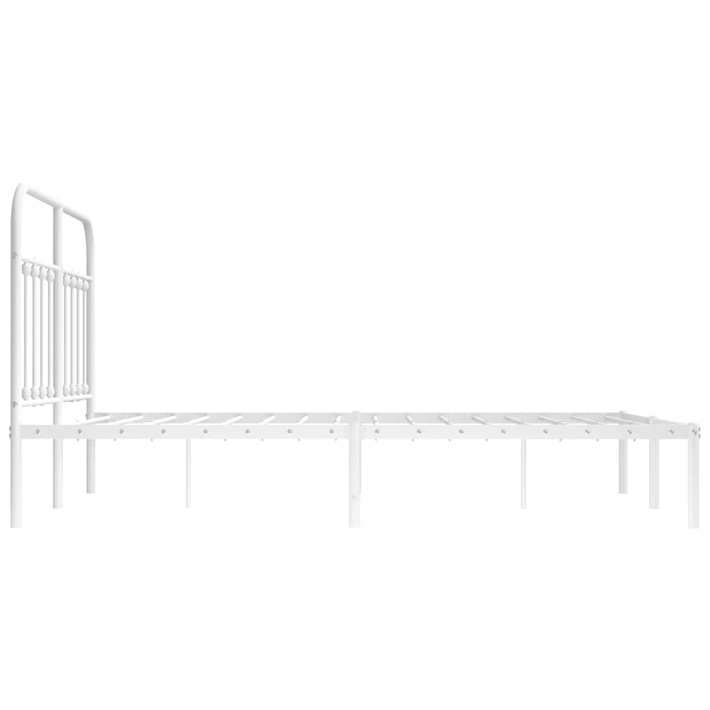 Bed frame with headboard metal white 150x200 cm