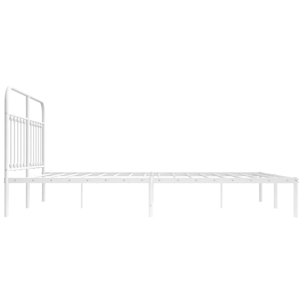 Bed frame with headboard metal white 160x200 cm