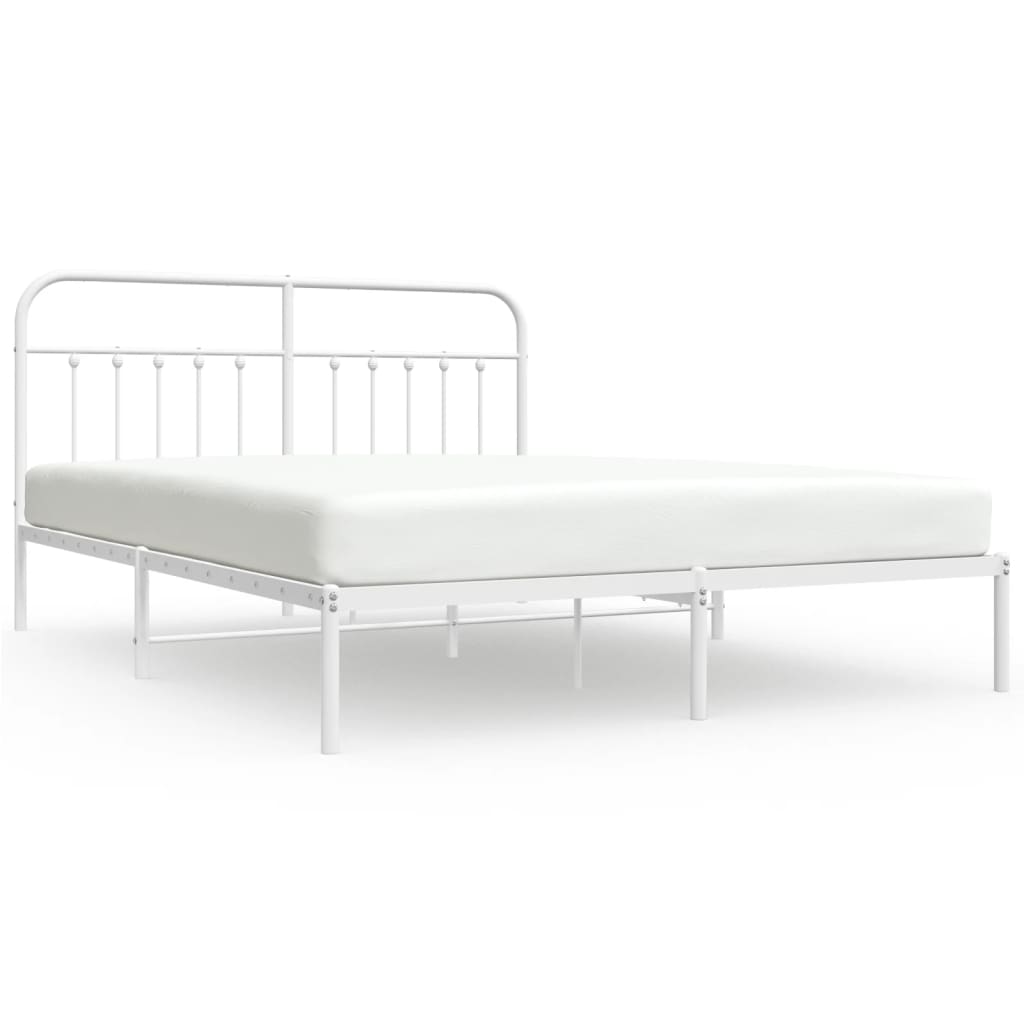 Bed frame with headboard metal white 180x200 cm
