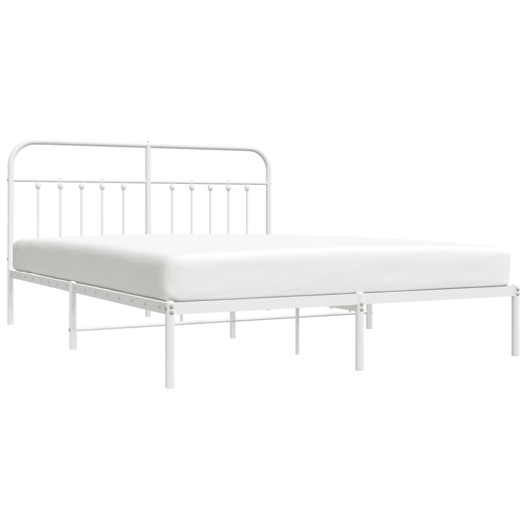 Bed frame with headboard metal white 180x200 cm