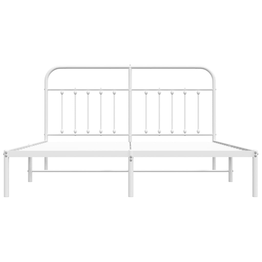 Bed frame with headboard metal white 180x200 cm