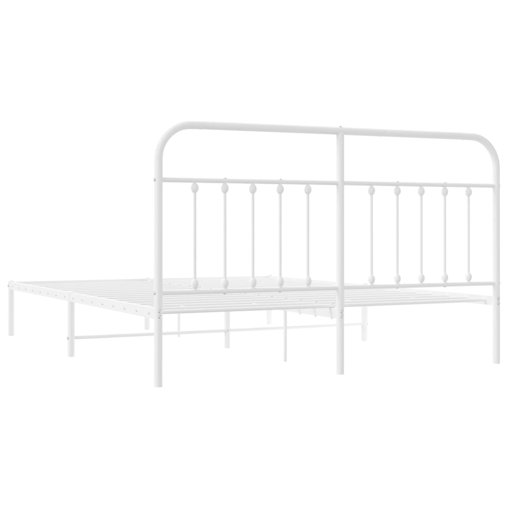 Bed frame with headboard metal white 180x200 cm