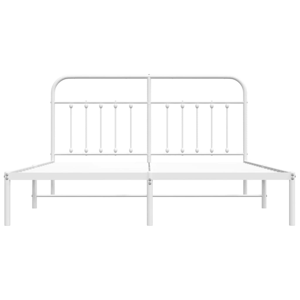 Bed frame with headboard metal white 183x213 cm