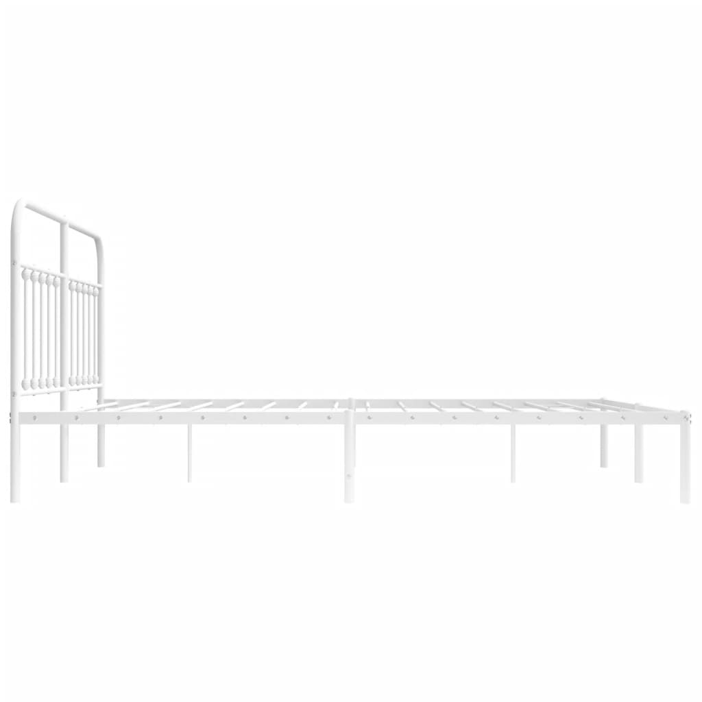 Bed frame with headboard metal white 183x213 cm