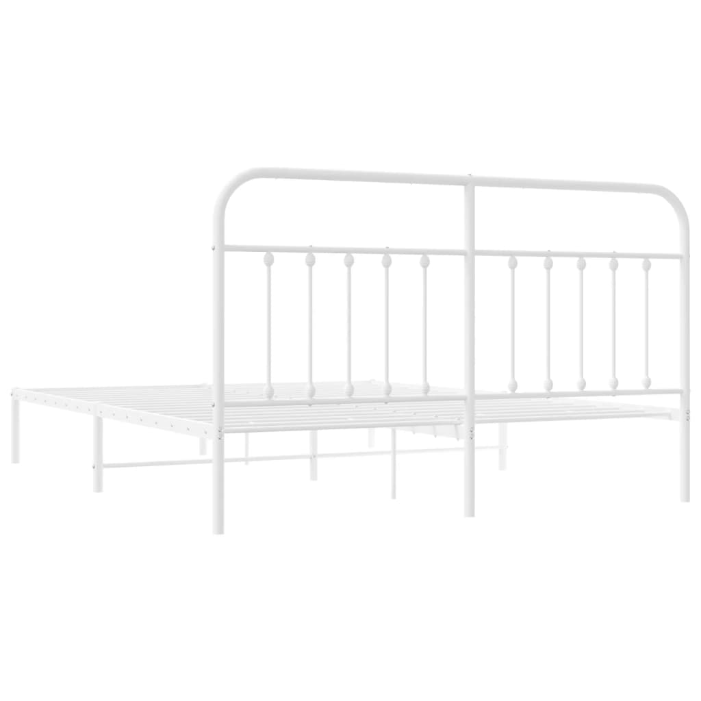 Bed frame with headboard metal white 183x213 cm