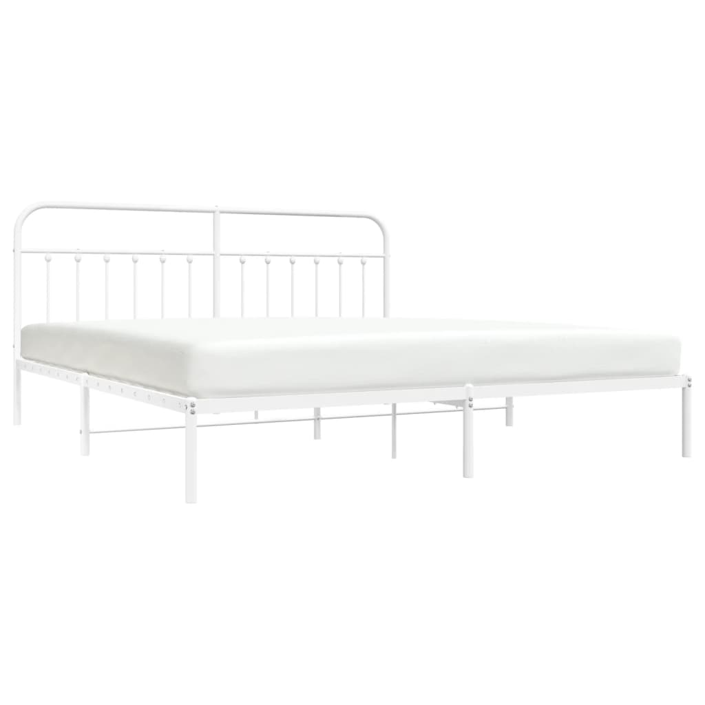 Bed frame with headboard metal white 200x200 cm