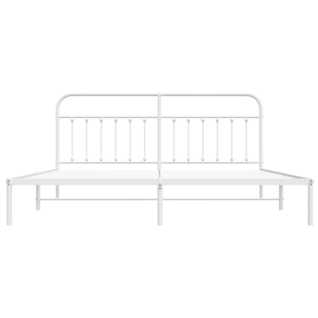 Bed frame with headboard metal white 200x200 cm