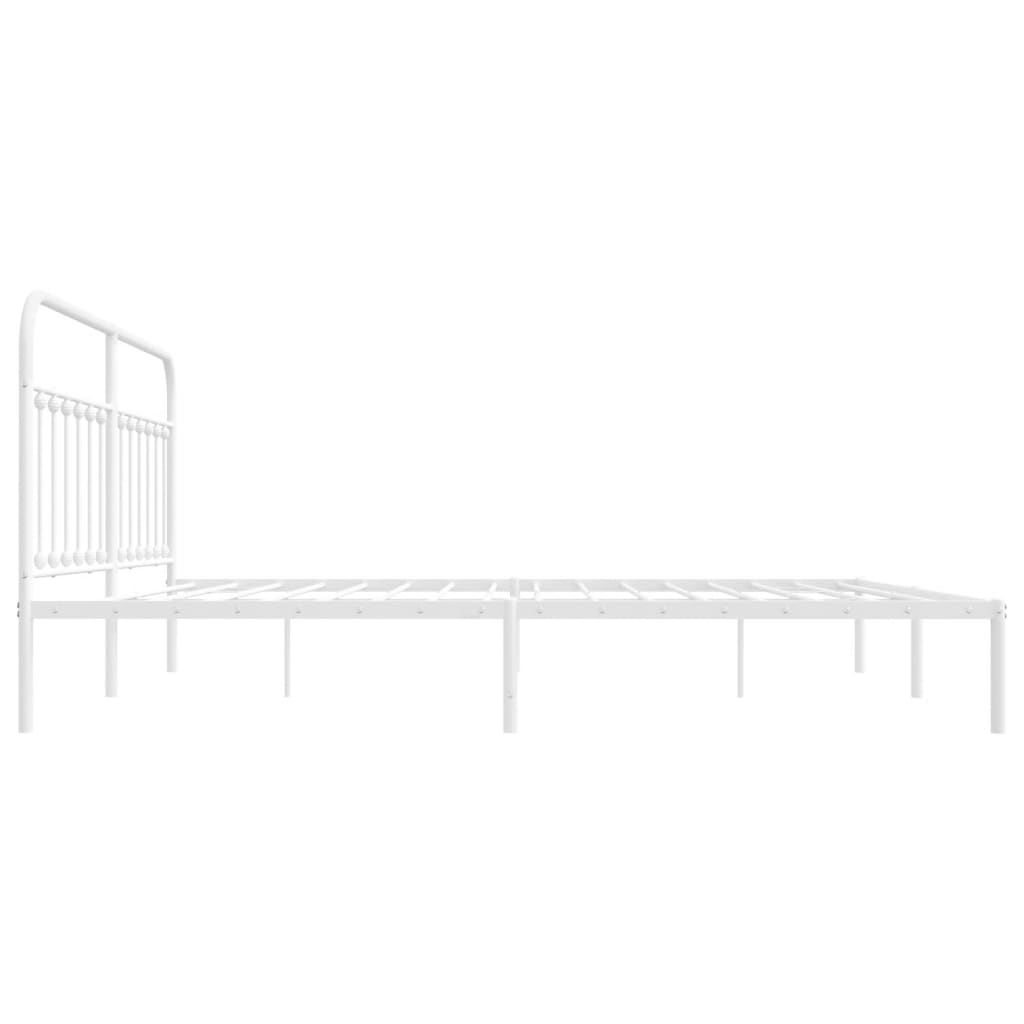 Bed frame with headboard metal white 200x200 cm