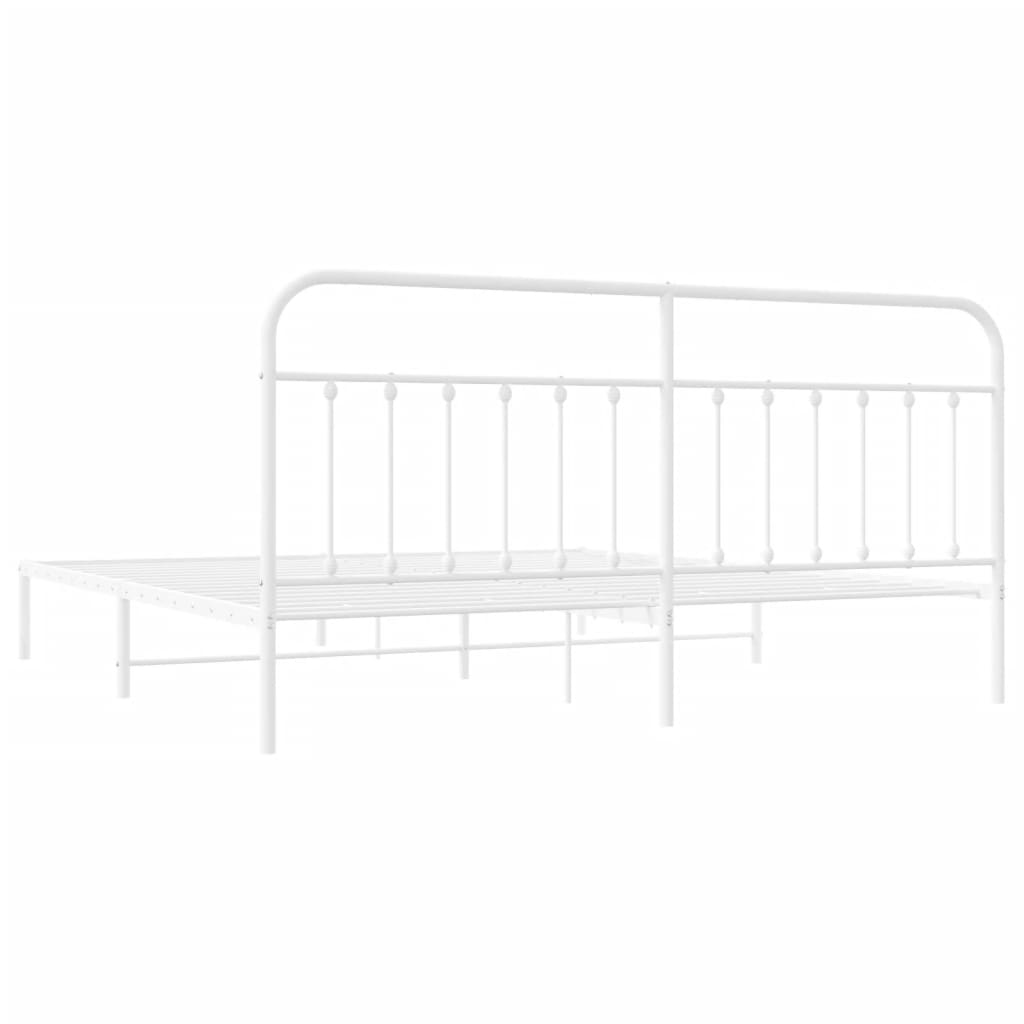 Bed frame with headboard metal white 200x200 cm