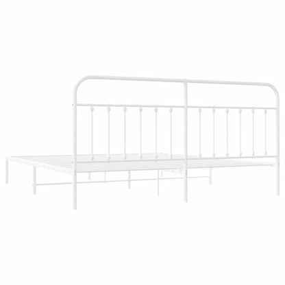 Bettgestell mit Kopfteil Metall Weiß 200x200 cm