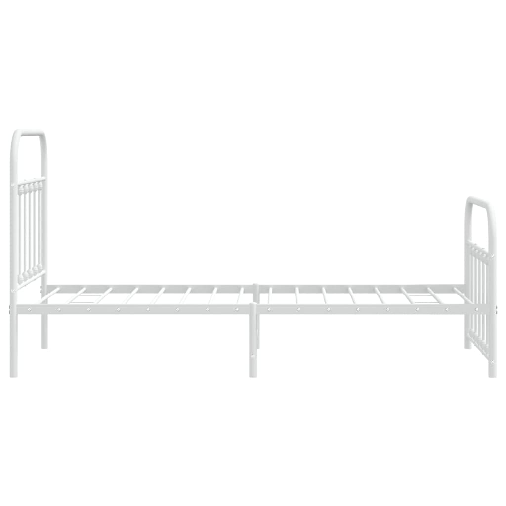 Bed frame with head and footboard metal white 90x190 cm