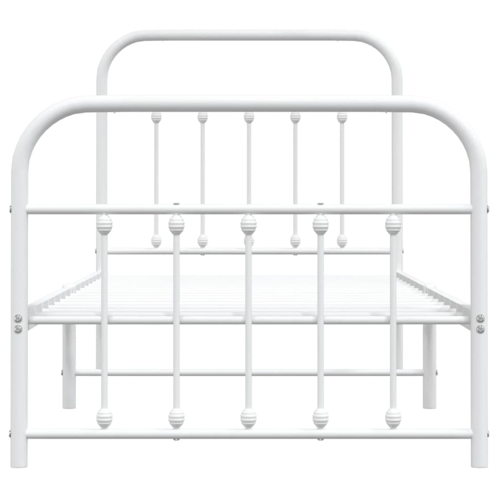 Bed frame with head and footboard metal white 90x200 cm