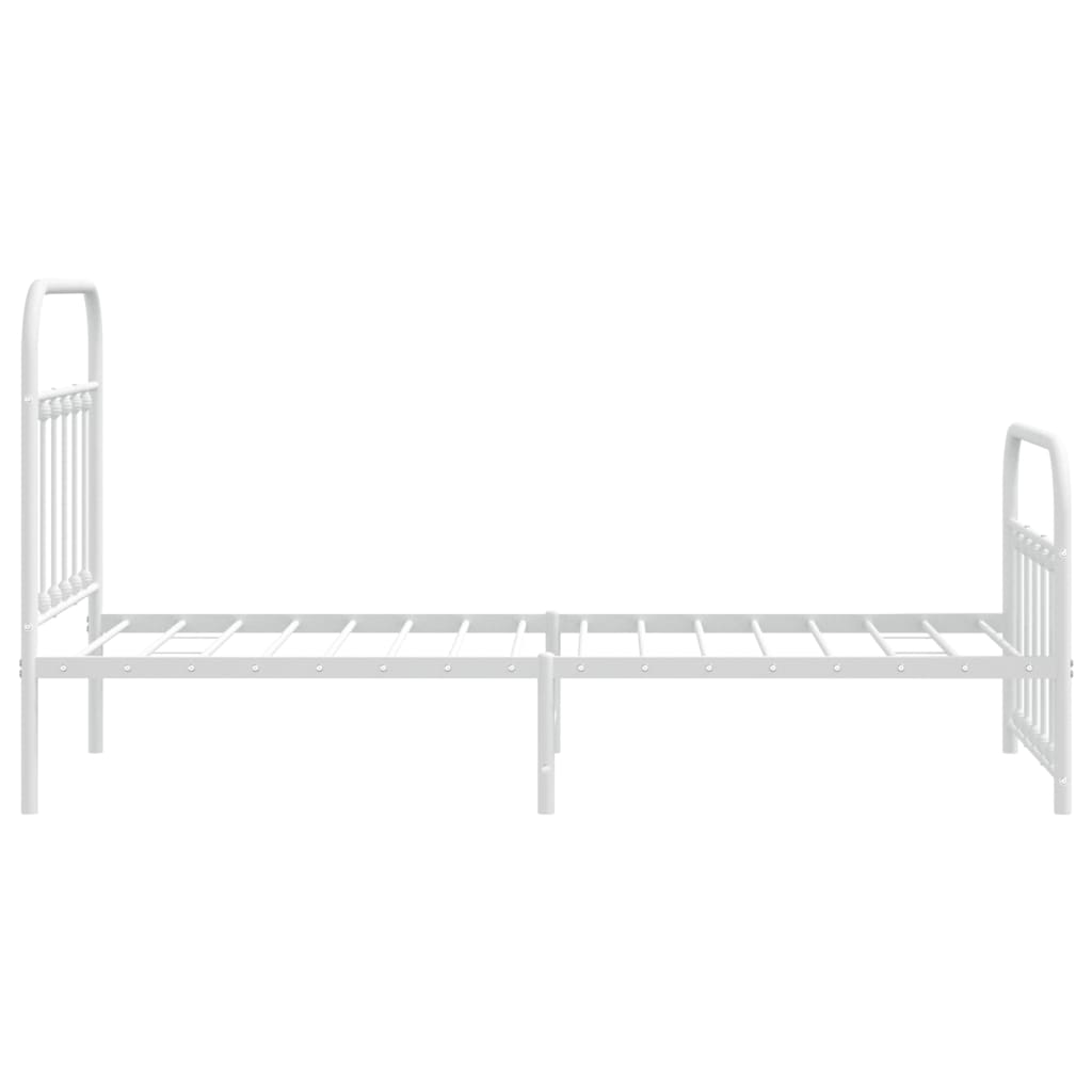 Bed frame with head and footboard metal white 90x200 cm