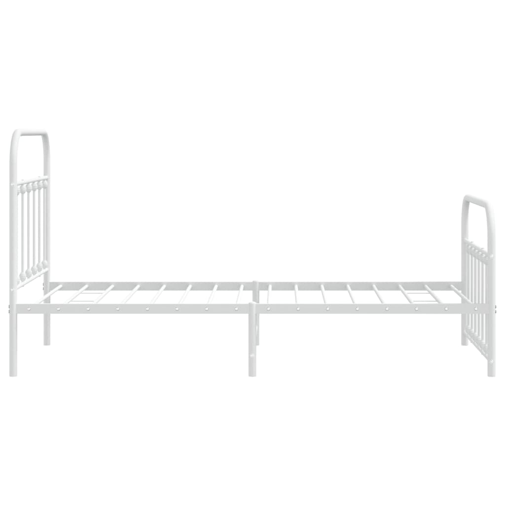 Bed frame with head and footboard metal white 100x190 cm