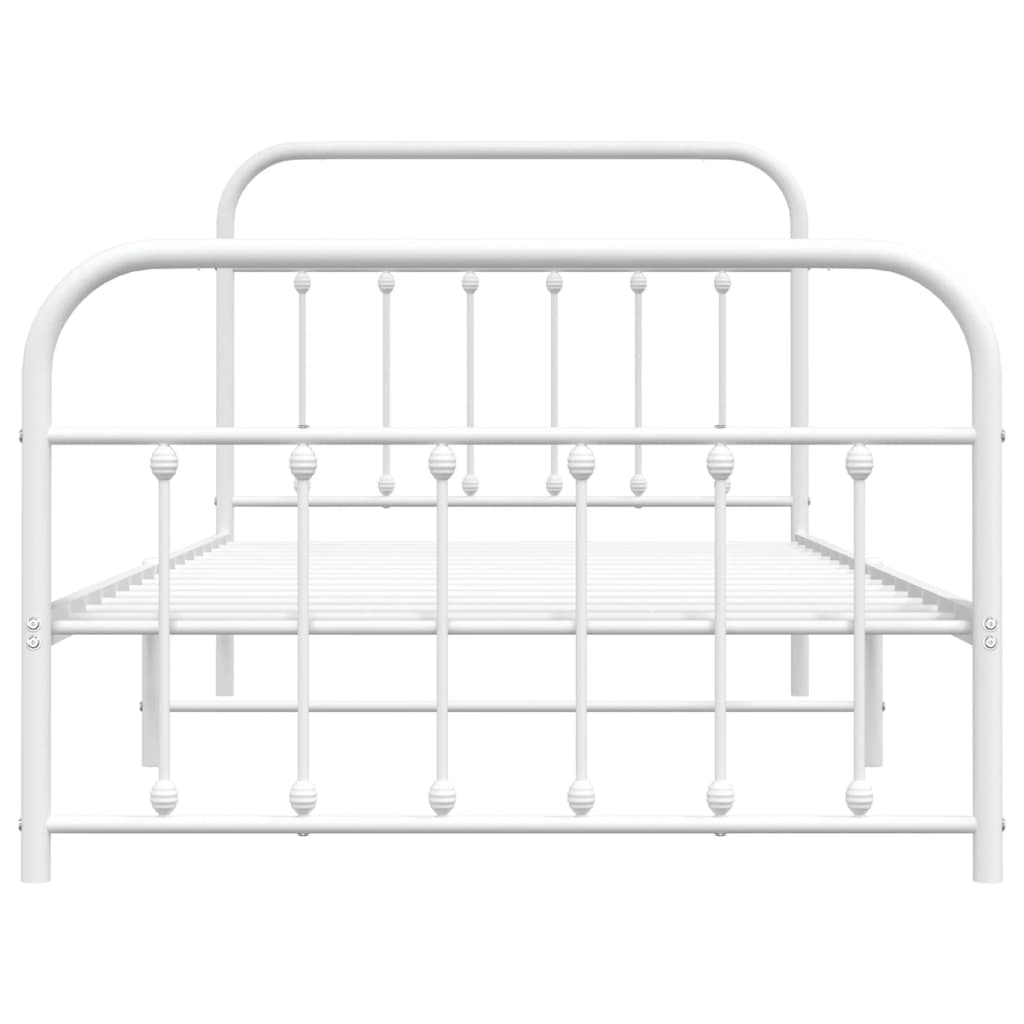 Bed frame with head and footboard metal white 107x203 cm