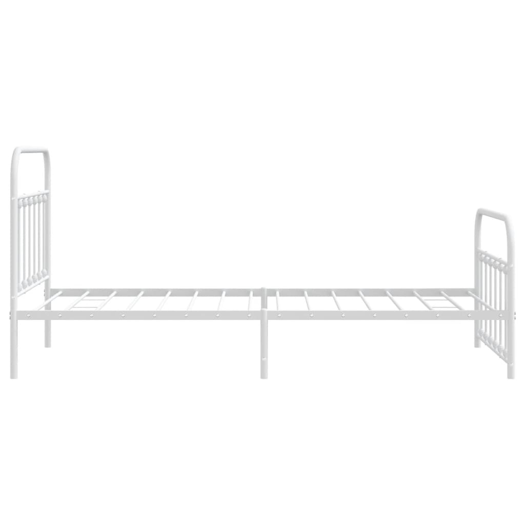 Bed frame with head and footboard metal white 107x203 cm