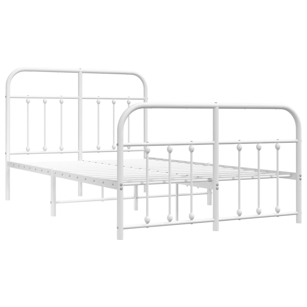Bed frame with head and footboard metal white 120x190 cm