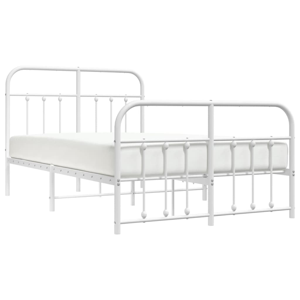 Bed frame with head and footboard metal white 120x190 cm