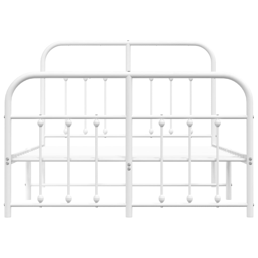 Bed frame with head and footboard metal white 120x190 cm