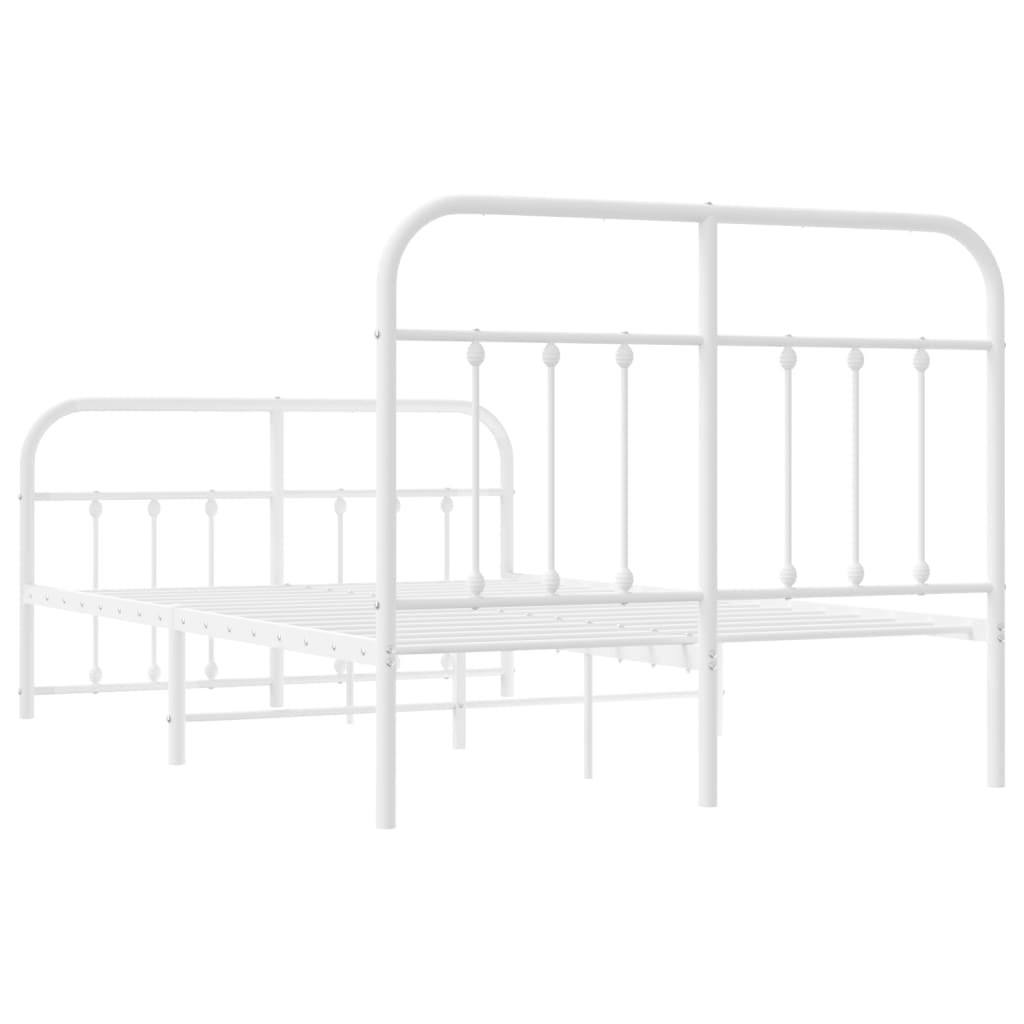 Bed frame with head and footboard metal white 120x190 cm