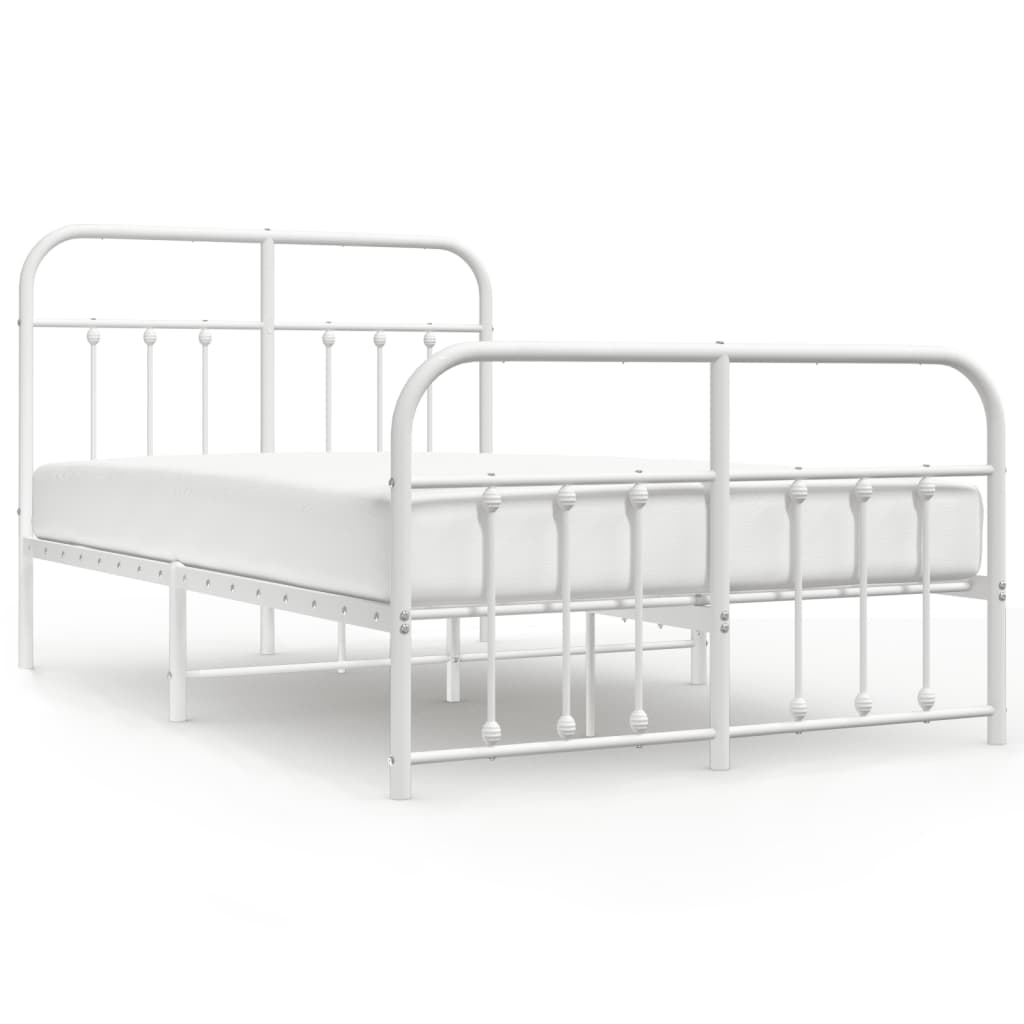 Bed frame with head and footboard metal white 120x200 cm