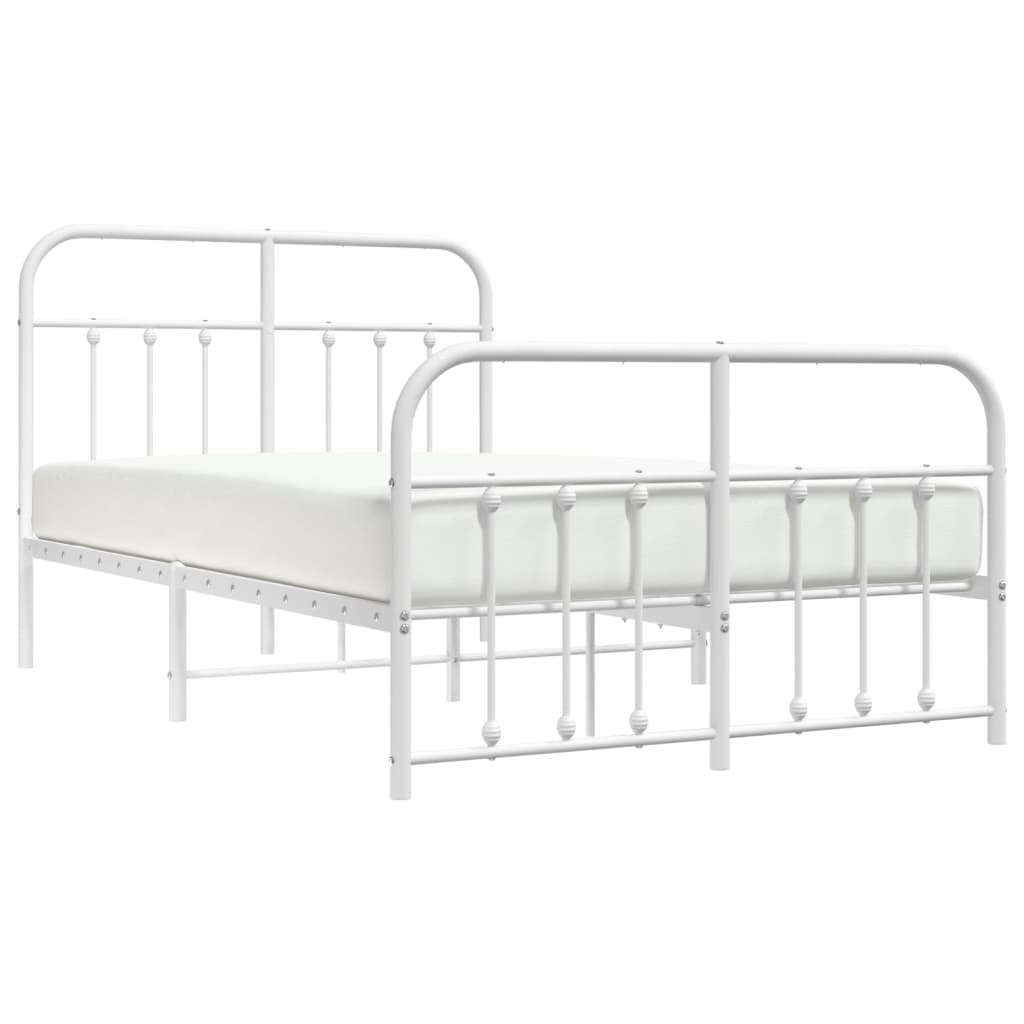 Bed frame with head and footboard metal white 120x200 cm