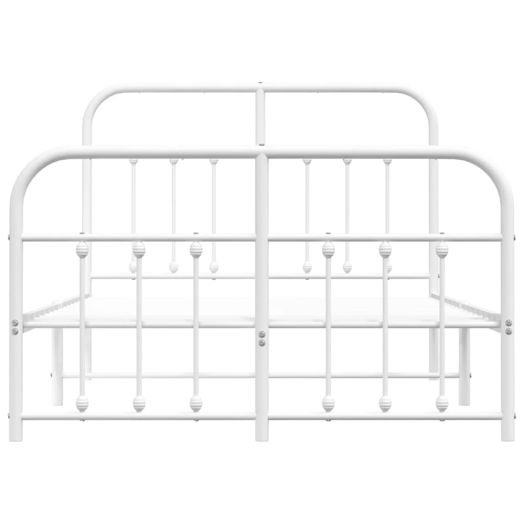 Bed frame with head and footboard metal white 120x200 cm