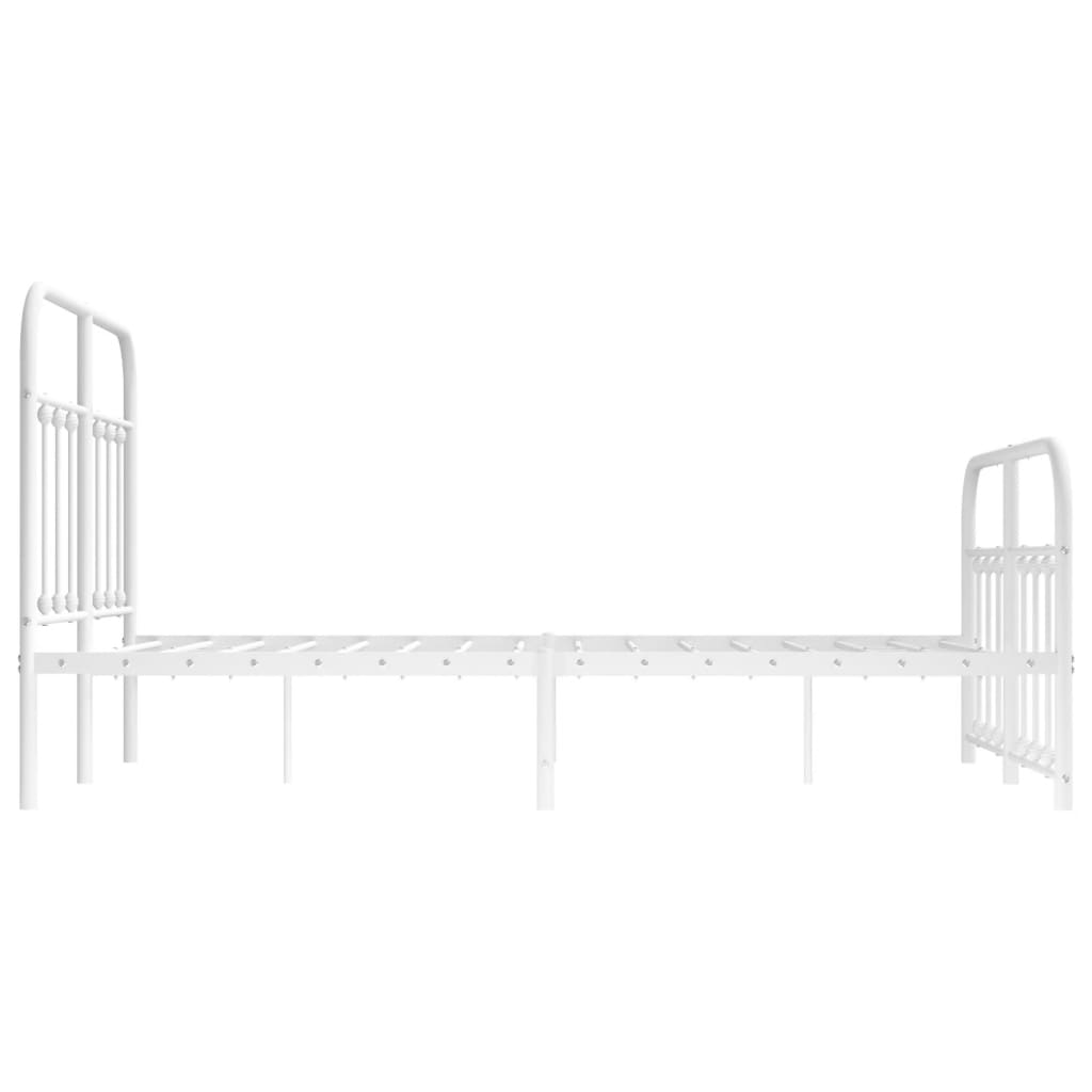 Bed frame with head and footboard metal white 120x200 cm