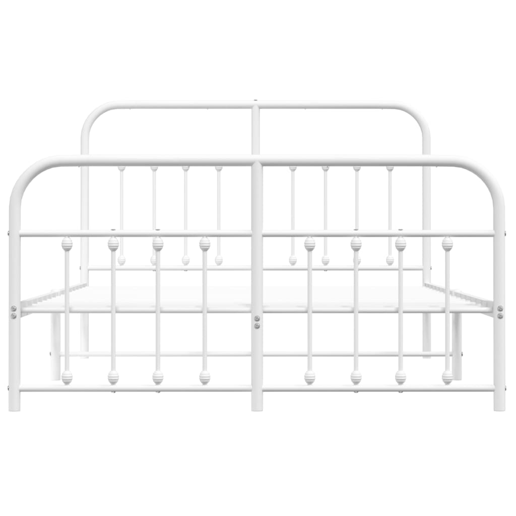 Bed frame with head and footboard metal white 135x190 cm